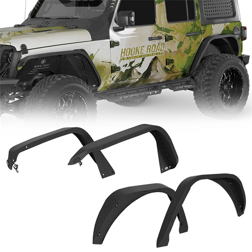 Front & Rear Fender Flares Kit For 2018-2025 Jeep Wrangler JL - Landshaker4x4