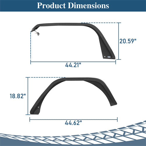 Front & Rear Fender Flares Kit For 2018-2025 Jeep Wrangler JL - Landshaker4x4