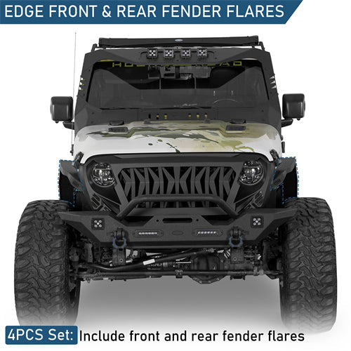 Front & Rear Fender Flares Kit For 2018-2025 Jeep Wrangler JL - Landshaker4x4