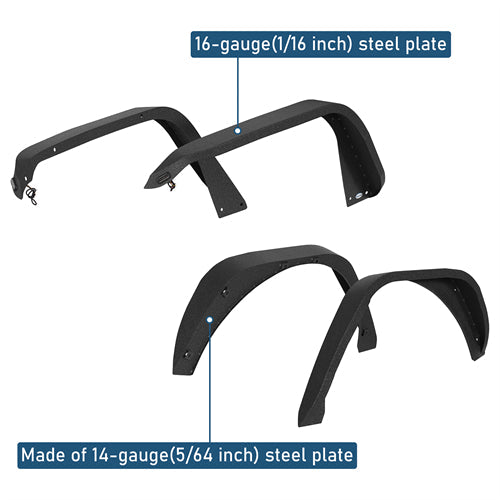 Front & Rear Fender Flares Kit For 2018-2025 Jeep Wrangler JL - Landshaker4x4