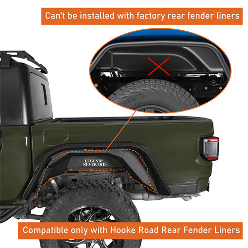 Flat Rear Fender Flares (20-25 Jeep Gladiator JT) - LandShaker