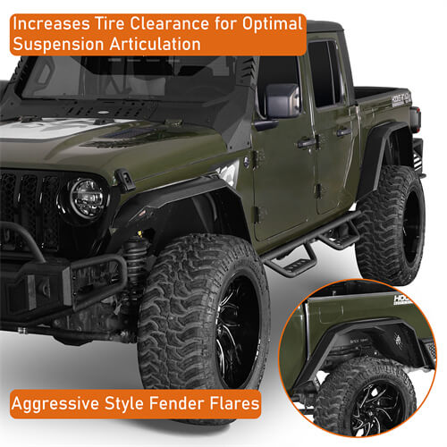 Flat Style Fender Flares For 2020-2025 Jeep Gladiator JT- LandShaker