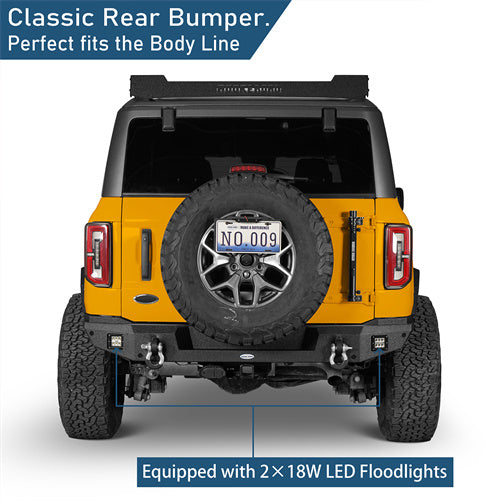 Aftermarket Classic Rear Bumper For 2021-2025 Ford Bronco (Excluding Raptor) - LandShaker4x4