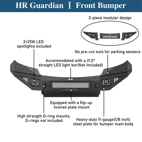 Front Bumper w/ Skid Plate For 2015-2020 Chevy Colorado (Excluding ZR2 Models) - Landshaker4x4