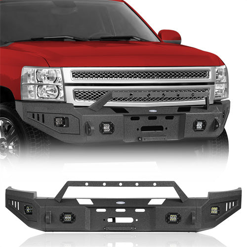 Aftermarket Full Width Front Bumper w/ Winch Plate (07-13 Chevy Silverado 1500 2nd Generation) - LandShaker