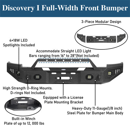 Aftermarket Full Width Front Bumper w/ Winch Plate (07-13 Chevy Silverado 1500 2nd Generation) - LandShaker