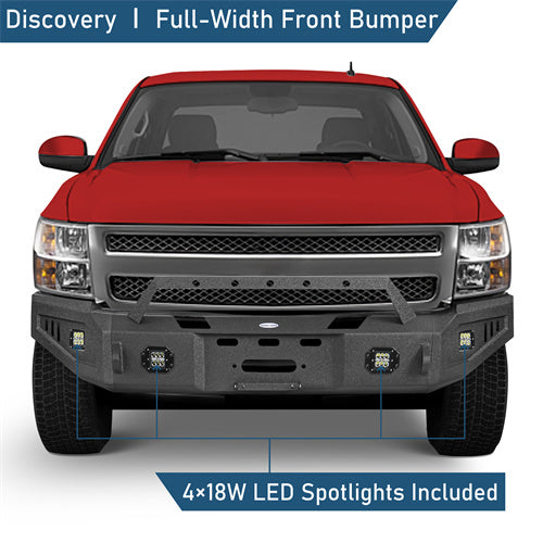 Aftermarket Full Width Front Bumper w/ Winch Plate (07-13 Chevy Silverado 1500 2nd Generation) - LandShaker
