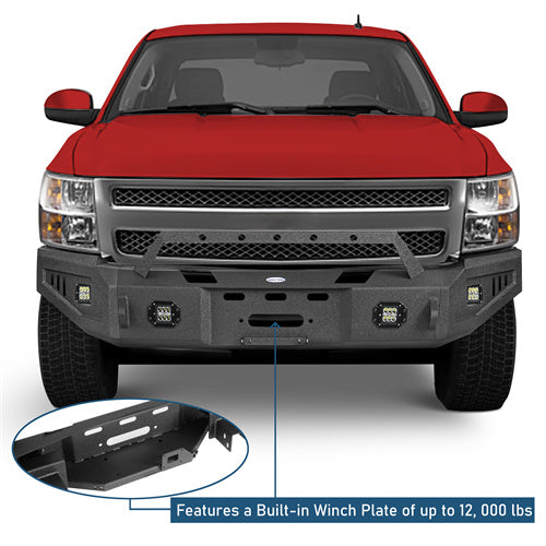 Aftermarket Full Width Front Bumper w/ Winch Plate (07-13 Chevy Silverado 1500 2nd Generation) - LandShaker