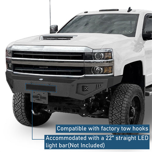Front Bumper w/ LED Spotlights Included For 2015-2019 Chevy Silverado 2500HD/3500HD - Langshaker4x4
