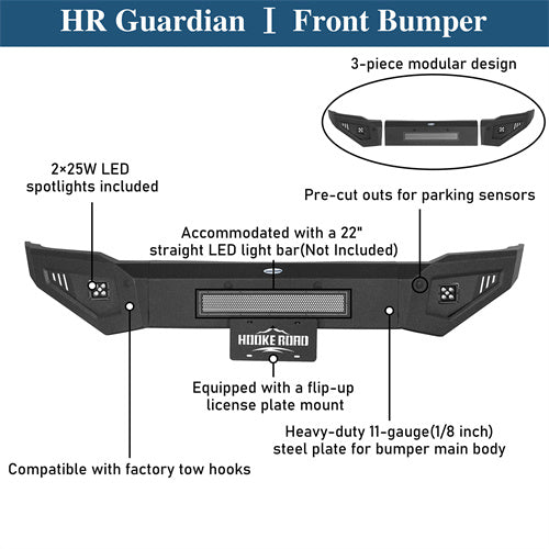 Front Bumper w/ LED Spotlights Included For 2015-2019 Chevy Silverado 2500HD/3500HD - Langshaker4x4
