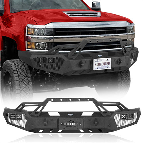Front Bumper w/ LED Spotlights For 2015-2019 Chevy Silverado 2500HD/3500HD - Landshaker4x4