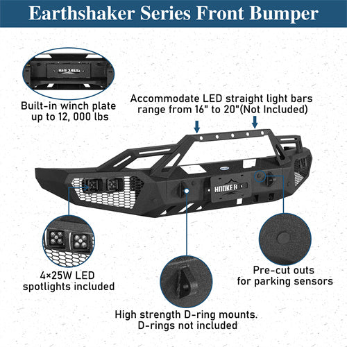 Front Bumper w/ LED Spotlights For 2015-2019 Chevy Silverado 2500HD/3500HD - Landshaker4x4