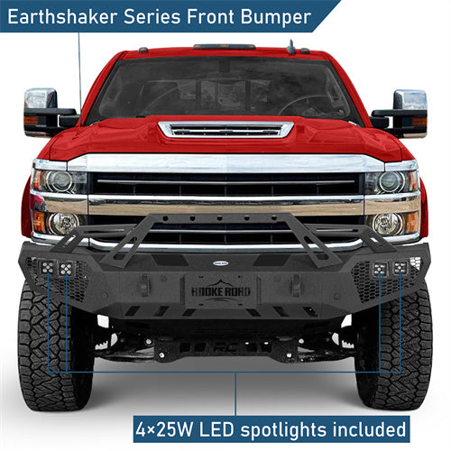 Front Bumper w/ LED Spotlights For 2015-2019 Chevy Silverado 2500HD/3500HD - Landshaker4x4
