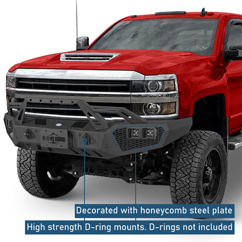 Front Bumper w/ LED Spotlights For 2015-2019 Chevy Silverado 2500HD/3500HD - Landshaker4x4