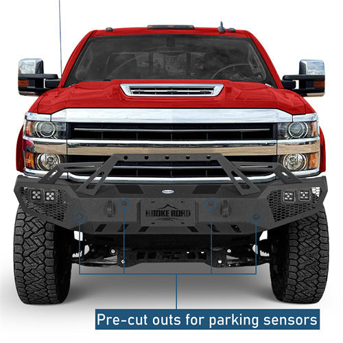 Front Bumper w/ LED Spotlights For 2015-2019 Chevy Silverado 2500HD/3500HD - Landshaker4x4