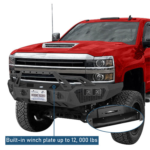 Front Bumper w/ LED Spotlights For 2015-2019 Chevy Silverado 2500HD/3500HD - Landshaker4x4