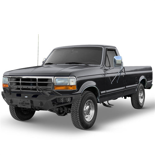 Front Bumper w/ Winch Plate & LED Spotlights For 1992-1996 Ford Bronco F-150/F-250/F-350 - Landshaker4x4