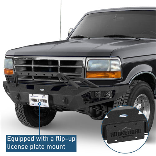 Front Bumper w/ Winch Plate & LED Spotlights For 1992-1996 Ford Bronco F-150/F-250/F-350 - Landshaker4x4