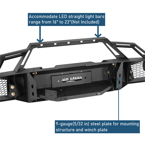 Front Bumper w/ Winch Plate & LED Spotlights For 1992-1996 Ford Bronco F-150/F-250/F-350 - Landshaker4x4