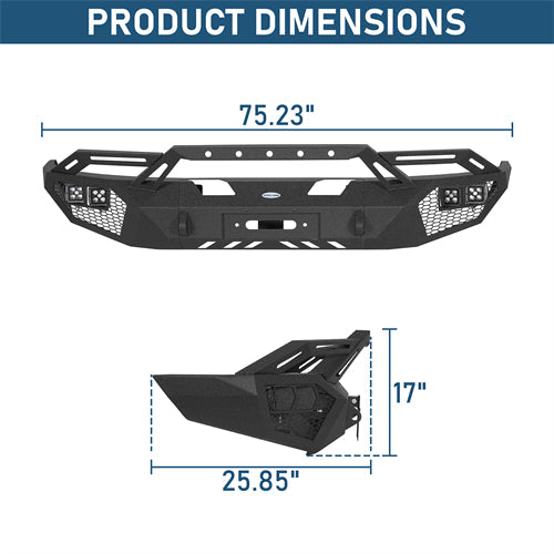 Earthshaker Series Front Bumper w/ Winch Plate & LED Lights For 2004-2008 Ford F-150 - Ultralisk4x4