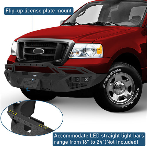 Earthshaker Series Front Bumper w/ Winch Plate & LED Lights For 2004-2008 Ford F-150 - Ultralisk4x4