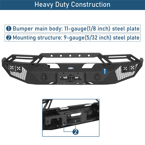 Earthshaker Series Front Bumper w/ Winch Plate & LED Lights For 2004-2008 Ford F-150 - Ultralisk4x4
