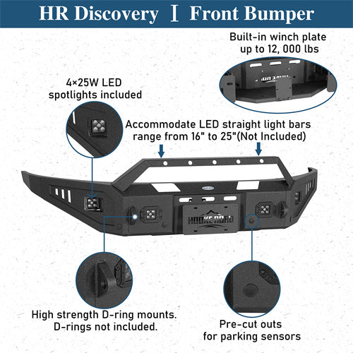Front Bumper w/ Winch Plate For 2019-2023 Ford Ranger - Landshaker4x4