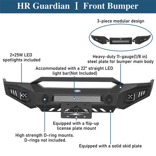 Front Bumper w/ LED Spotlights Included For 1998-2011 Ford Ranger - landshaker