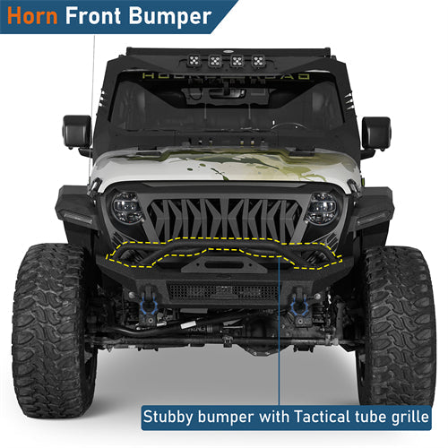Horn Front Bumper For 2018-2025 Jeep Wrangler JL / Gladiator JT - Landshaker4x4
