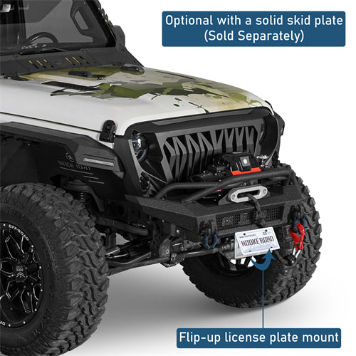 Horn Front Bumper For 2018-2025 Jeep Wrangler JL / Gladiator JT - Landshaker4x4