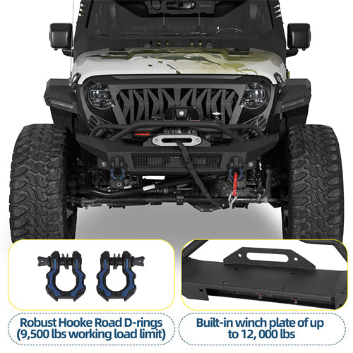 Horn Front Bumper For 2018-2025 Jeep Wrangler JL / Gladiator JT - Landshaker4x4
