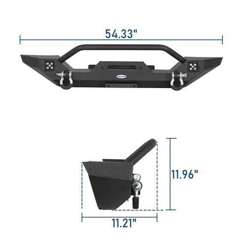 Aftermarket Front Bumper w/ Winch Plate & LED Spotlights For 1997-2006 Jeep Wrangler TJ-LandShaker