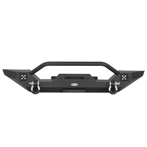 Aftermarket Front Bumper w/ Winch Plate & LED Spotlights For 1997-2006 Jeep Wrangler TJ-LandShaker