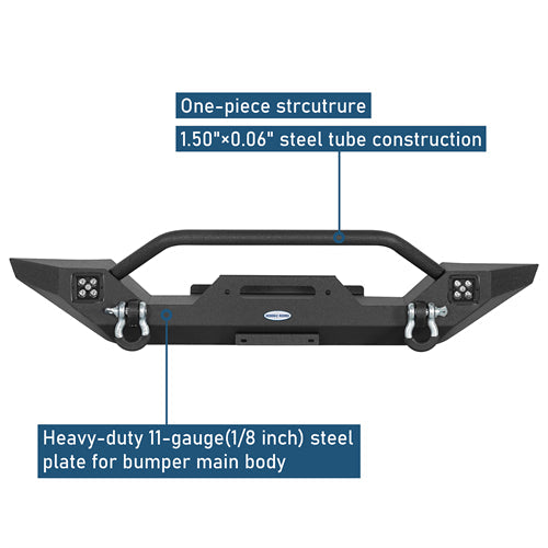 Aftermarket Front Bumper w/ Winch Plate & LED Spotlights For 1997-2006 Jeep Wrangler TJ-LandShaker