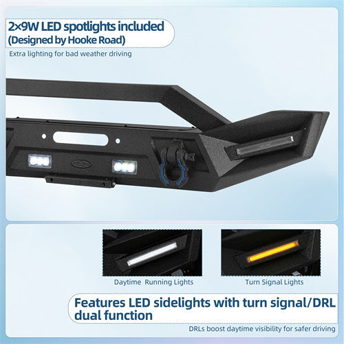 Off-road Front Bumper For 2018-2025 Jeep Wrangler JL & Gladiator JT - Landshaker4x4