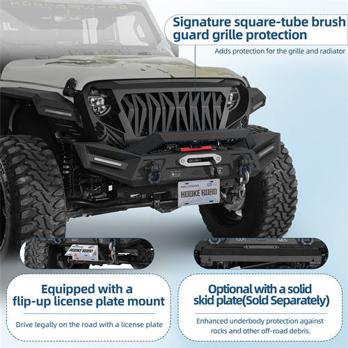 Off-road Front Bumper For 2018-2025 Jeep Wrangler JL & Gladiator JT - Landshaker4x4