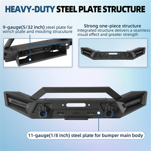 Off-road Front Bumper For 2018-2025 Jeep Wrangler JL & Gladiator JT - Landshaker4x4