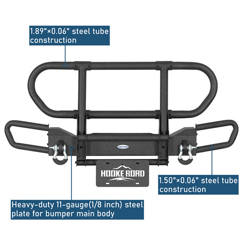 Rock Crawler Front Bumper w/ Grille Guard Brush Guard For 1987-2006 Jeep Wrangler YJ TJ - Landshaker4x4