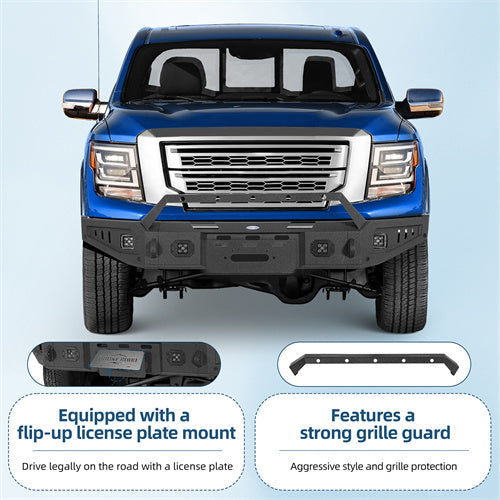 Road Trip Front Bumper w/ Winch Plate For 2017-2024 Nissan Titan (Excluding Titan XD) - Landshaker4x4
