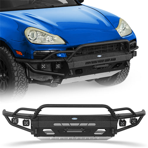 Tube Front Bumper w/ 4 LED Spot Lights For 2008-2010 Porsche Cayenne 957 - Landshaker4x4