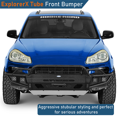 Tube Front Bumper w/ 4 LED Spot Lights For 2008-2010 Porsche Cayenne 957 - Landshaker4x4