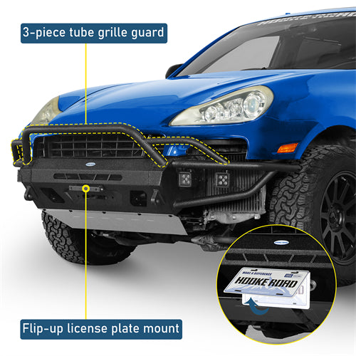 Tube Front Bumper w/ 4 LED Spot Lights For 2008-2010 Porsche Cayenne 957 - Landshaker4x4