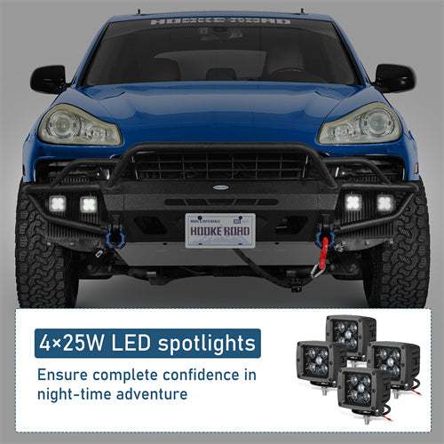 Tube Front Bumper w/ 4 LED Spot Lights For 2008-2010 Porsche Cayenne 957 - Landshaker4x4