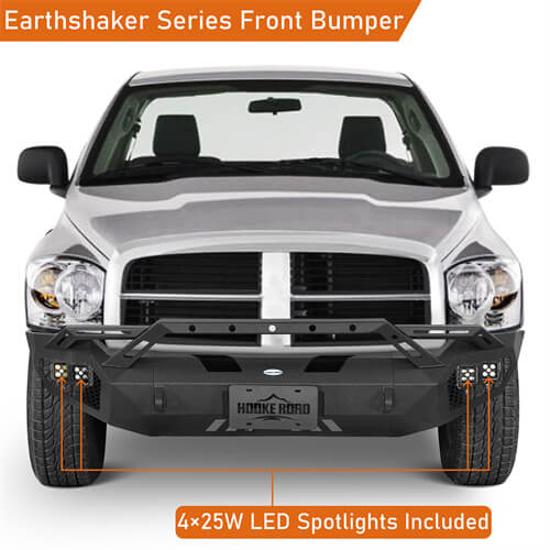 Earthshaker Series Front Bumper w/ Winch Plate & LED Lights For 2006-2008 Ram 1500 - LandShaker