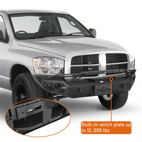 Earthshaker Series Front Bumper w/ Winch Plate & LED Lights For 2006-2008 Ram 1500 - LandShaker