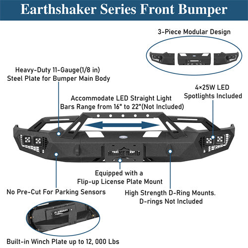 Off-Road Front Bumper For 2019-2024 Ram 1500(Excluding EcoDiesel, Rebel & TRX, Classic Models) - LandShaker