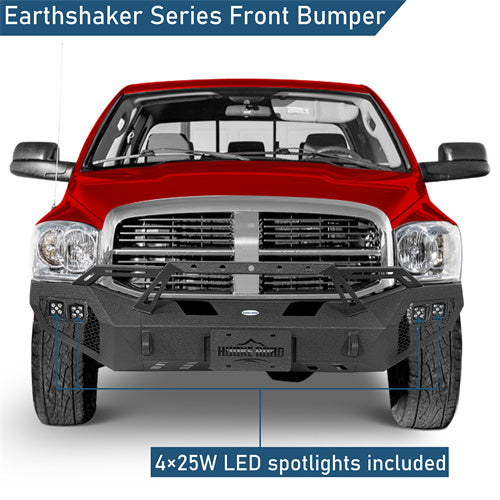 Aftermarket Earthshaker Series Front Bumper w/ LED Lights For 2006-2009 Ram 2500 3500 - LandShaker4x4