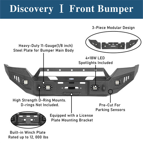 Full-Width Front Bumper w/ Winch Plate & LED Spotlights (16-18 Silverado 1500) -  LandShaker
