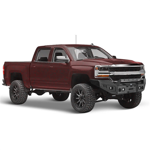 Full-Width Front Bumper w/ Winch Plate & LED Spotlights (16-18 Silverado 1500) -  LandShaker