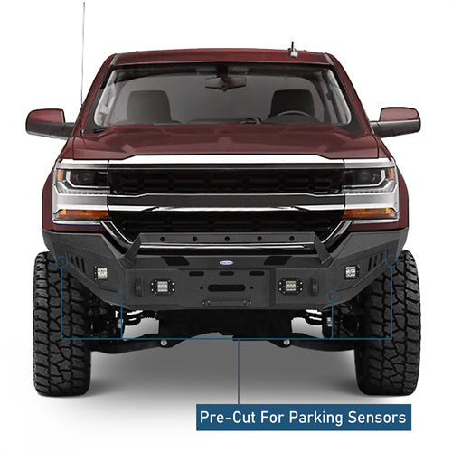 Full-Width Front Bumper w/ Winch Plate & LED Spotlights (16-18 Silverado 1500) -  LandShaker
